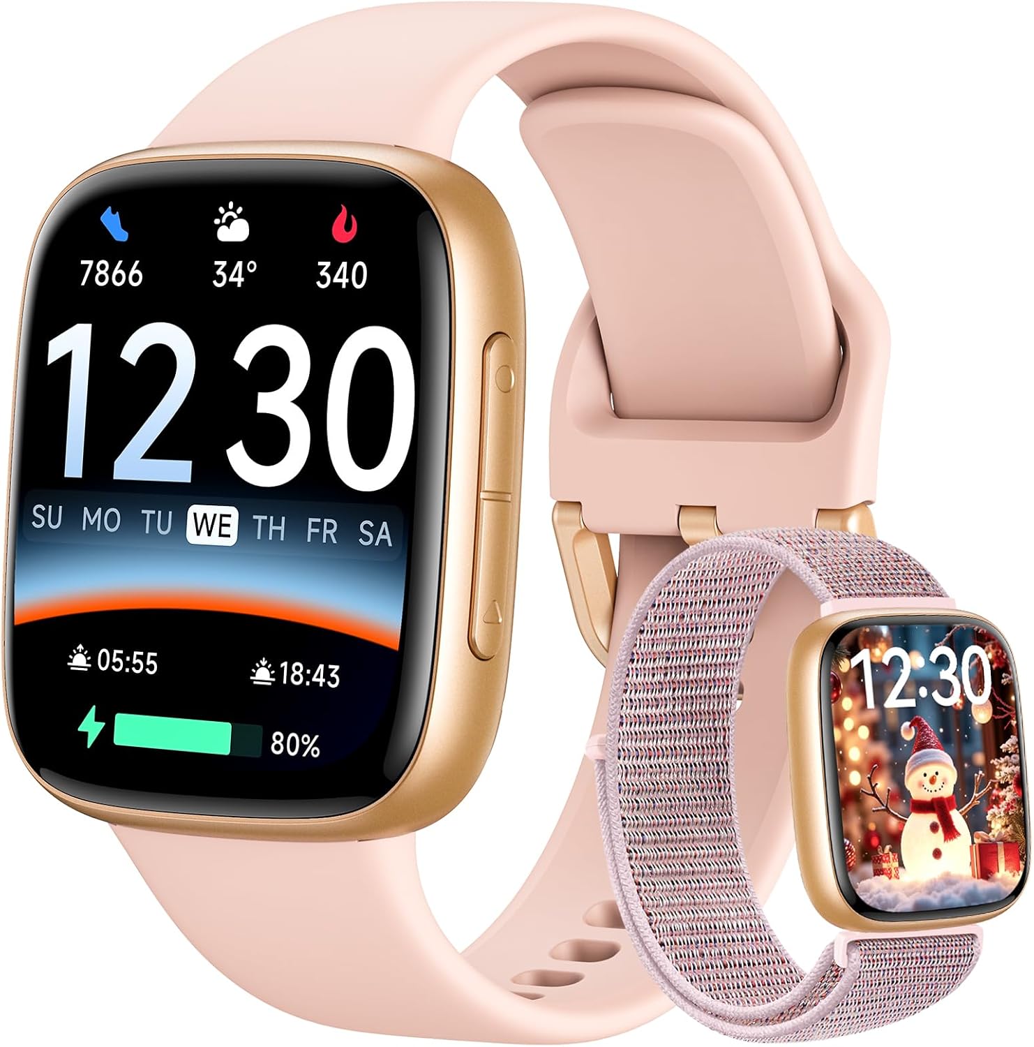 Fitpolo Smart Watch for Women, 1.85" AMOLED Fitness Tracker with Bluetooth Call, Heart Rate/Sleep/SPO₂ Monitor, 100+ Sports Modes, 3ATM Waterproof Smartwatch for Android/iPhone, Includes 2 Bands