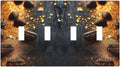 Decorative Light Switch Cover Plate Black Wood Board Gold Dust Coffee Beans 4 Gang Wall Plate Oversized Quad Toggle Switch Cover Plate Jumbo Face Plate for Home Decor