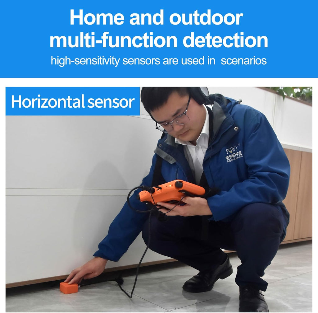PQWT L30 Underground Water Leak Detectors for Home Wall Water Pipe Detector Machine Horizontal Sensor Acoustic Pipeline Leakage Detection Kit Noise Reduction Headphone Smart Touchscreen Carry Case