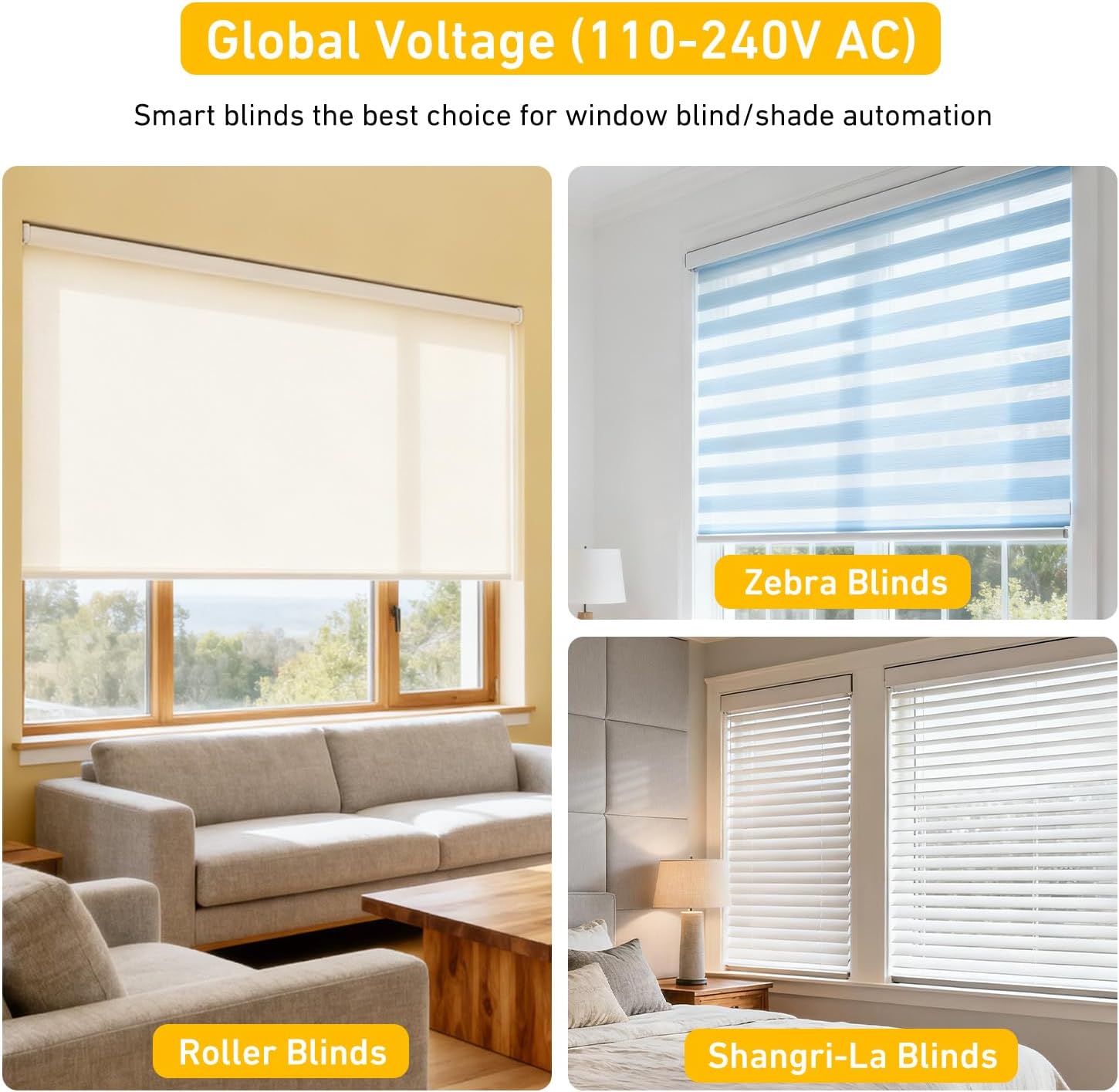 Smart Tuya WiFi Blinds Motor for Roller Shades, Alexa & Google Home Compatible, App & Timer Control, AC100-240V for 1.75"/45mm Tubes, Nlo Hub Required