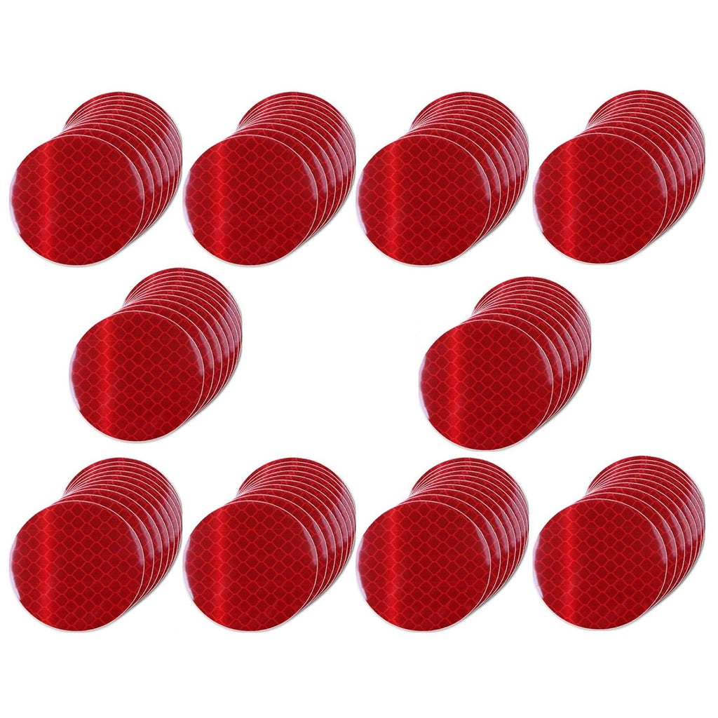 Non Fading Red Reflective Stickers 2-inch Diameter Round Reflector, Outdoor Waterproof High Visibility Warning Adhesive Tape (100 Pcs)