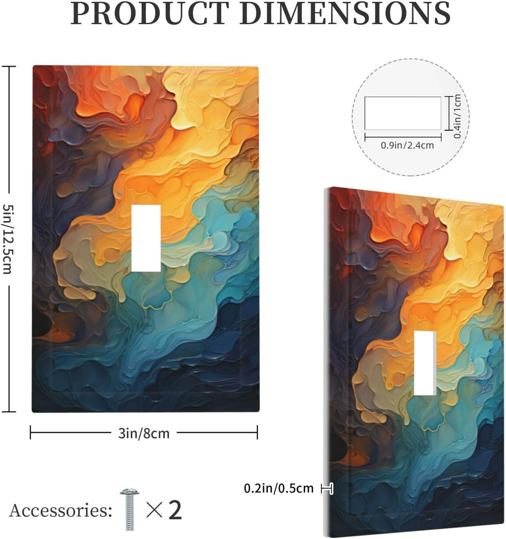 Abstract Colorful Modern Luxury Rainbow Single Toggle Light Switch Cover plate Outlet Cover Decorative Switchplate Wall Plates Electrical Panel Cover for Bathroom Living Room 5 X 3 IN