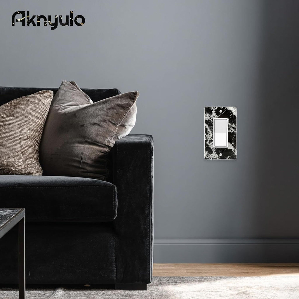 Black White Marble Pattern Acrylic Switch Plates And Outlet Covers Wall Plates Light Switch Cover Plate Acrylic Decorative Outlet Switch Cover Wall Plate Outlet Cover