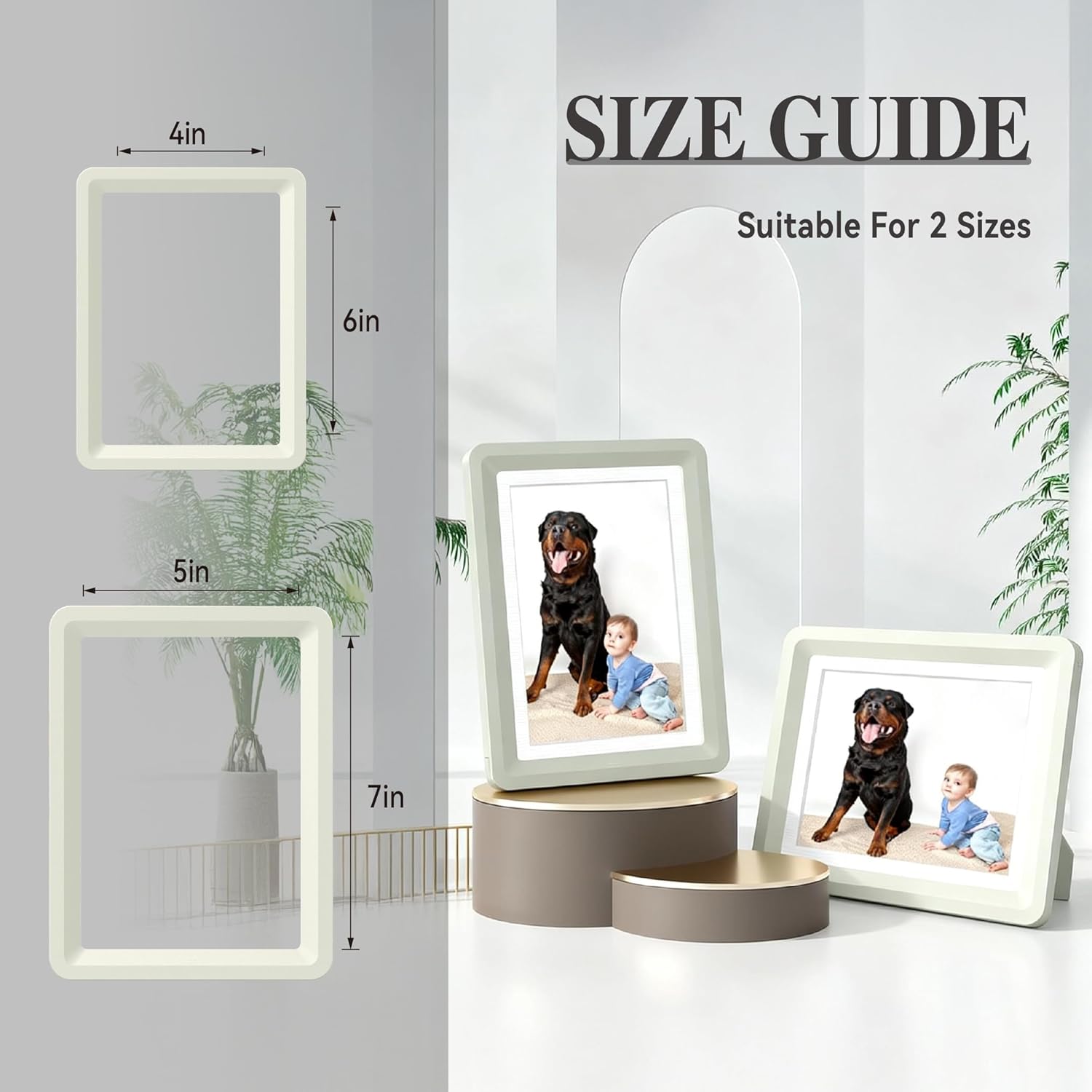 Light Gray 5x7 Picture Frame with Acrylic Front 6 Pack, ABS Frame for 5x7 or 4x10 Photos, Shatterproof UV-Resistant Tabletop Photo Frame, Vertical/Horizontal Display for Home Décor