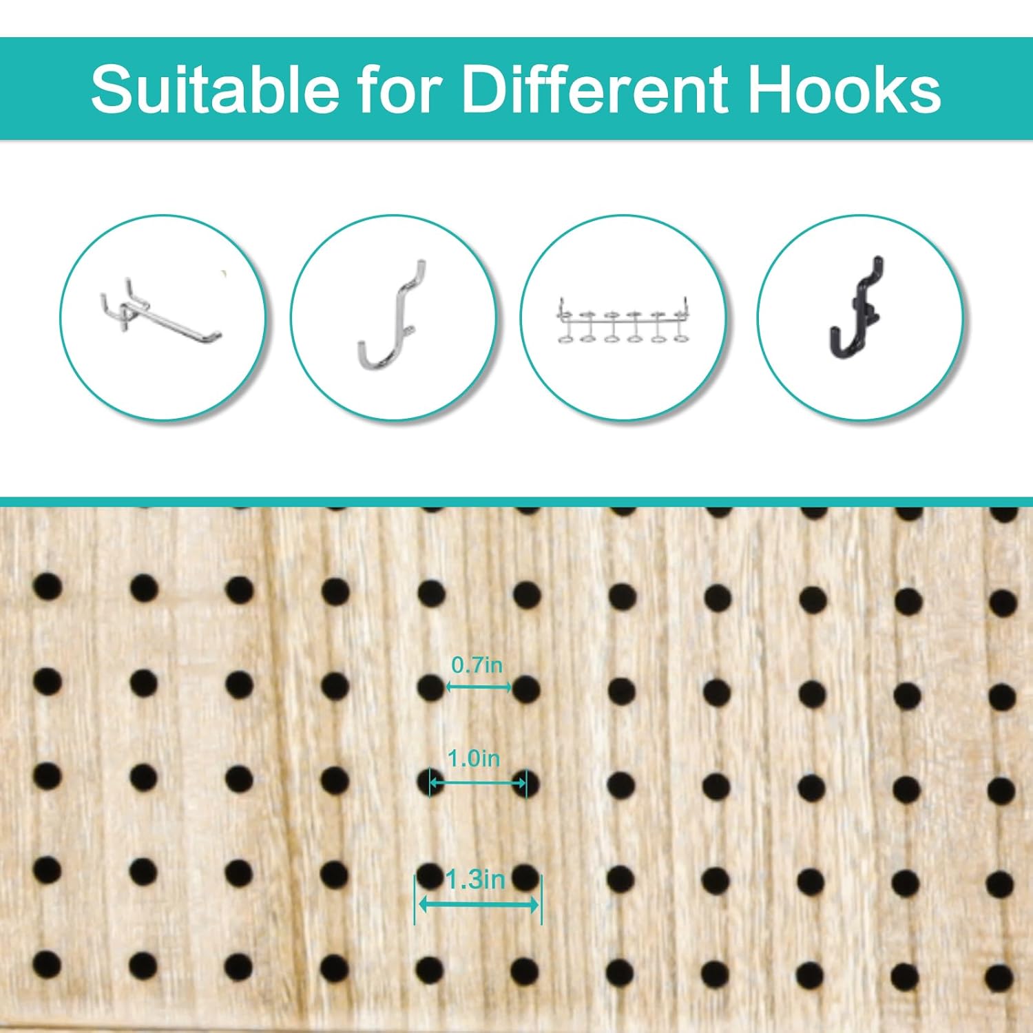 Babion 4 Panel Pegboard Display, Peg Board Room Divider Freestanding Folding Privacy Screens Display Stand for Craft Shows (Natural)