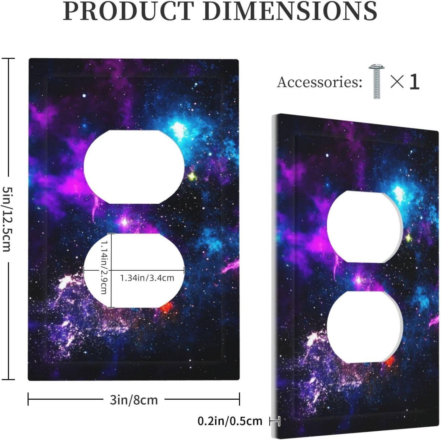 Outer Space Colorful Starry Sky Galaxy Planet Outlet Covers 1 Gang Duplex Light Switch Cover Decorative Switch Plates Electrical Receptacle Faceplate Wall Plate for Bed Room Living Room Decor