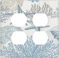 Decorative Outlet Covers Blue Starfish Coral Seaweed 2 Gang Wall Plate Double Duplex Light Switch Cover Switch Plate Covers for Bathroom Bedroom Home Decor