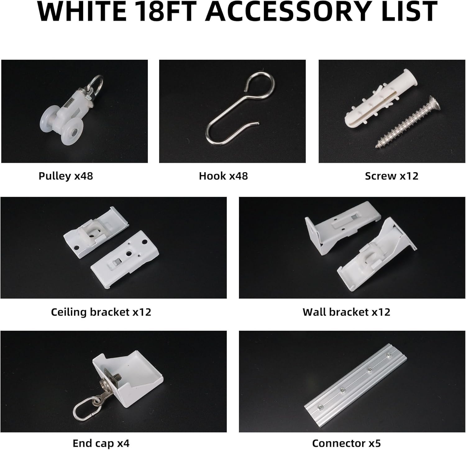 Curtain Track for Ceiling or Wall, Heavy Duty Aluminum Alloy with Smooth Sliding, Easy to Install, White, 3ft To 18ft