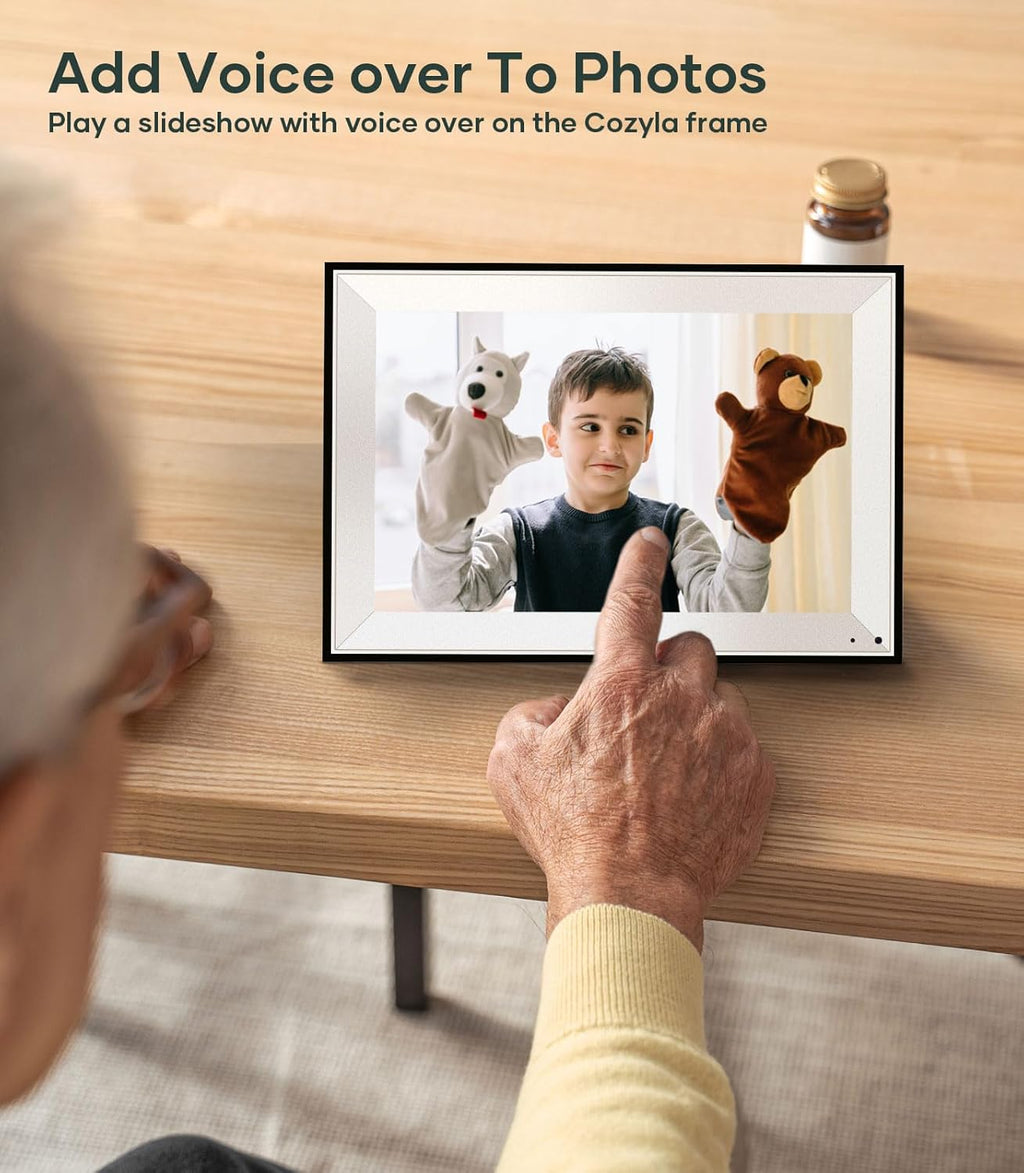 Cozyla 10.1'' WiFi Digital Picture Frame AI-Enhanced Free Unlimited Storage Auto-Rotate Share Photo＆Video via Apps from Phone Smart Digital Photo Frame Electric Picture Frame Slideshow Display Mat