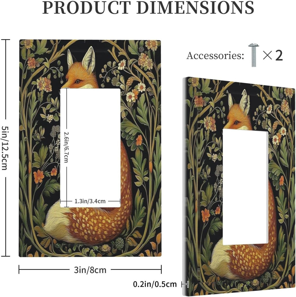 Fox Morris Plants Flowers Vine Colorful Floral Decorative Outlet Covers 1 Gang Single Rocker Light Switch Cover Plate Wall Plates Gfci Faceplate For Bed Room Living Room Decor