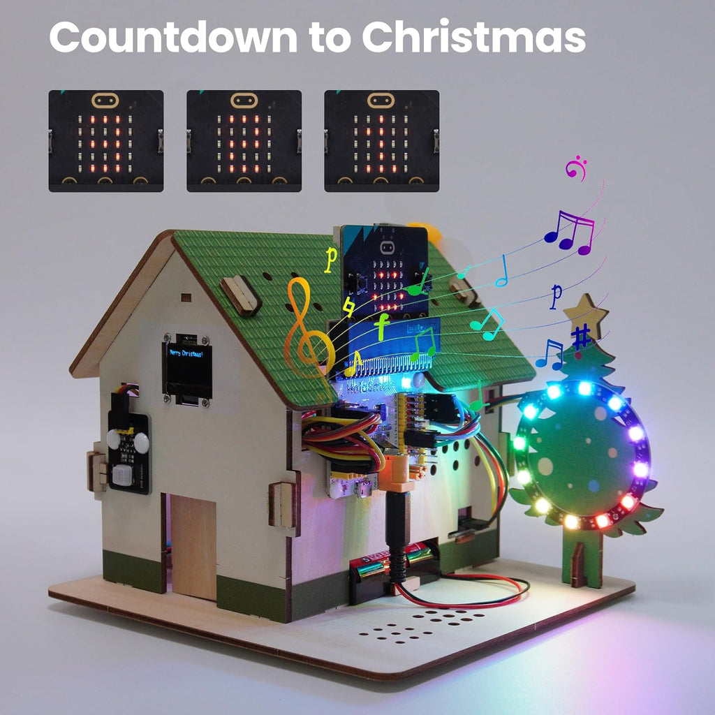 microbit Smart Home Kit for microbit v1 and v2,STEM Education Kit with Online Tutorial(Without Micro:bit and AAA Battery),Green