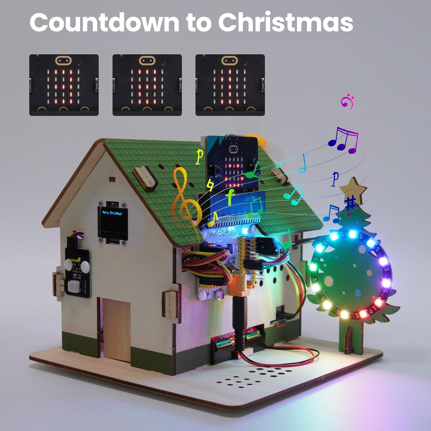 microbit Smart Home Kit for microbit v1 and v2,STEM Education Kit with Online Tutorial(Without Micro:bit and AAA Battery),Green
