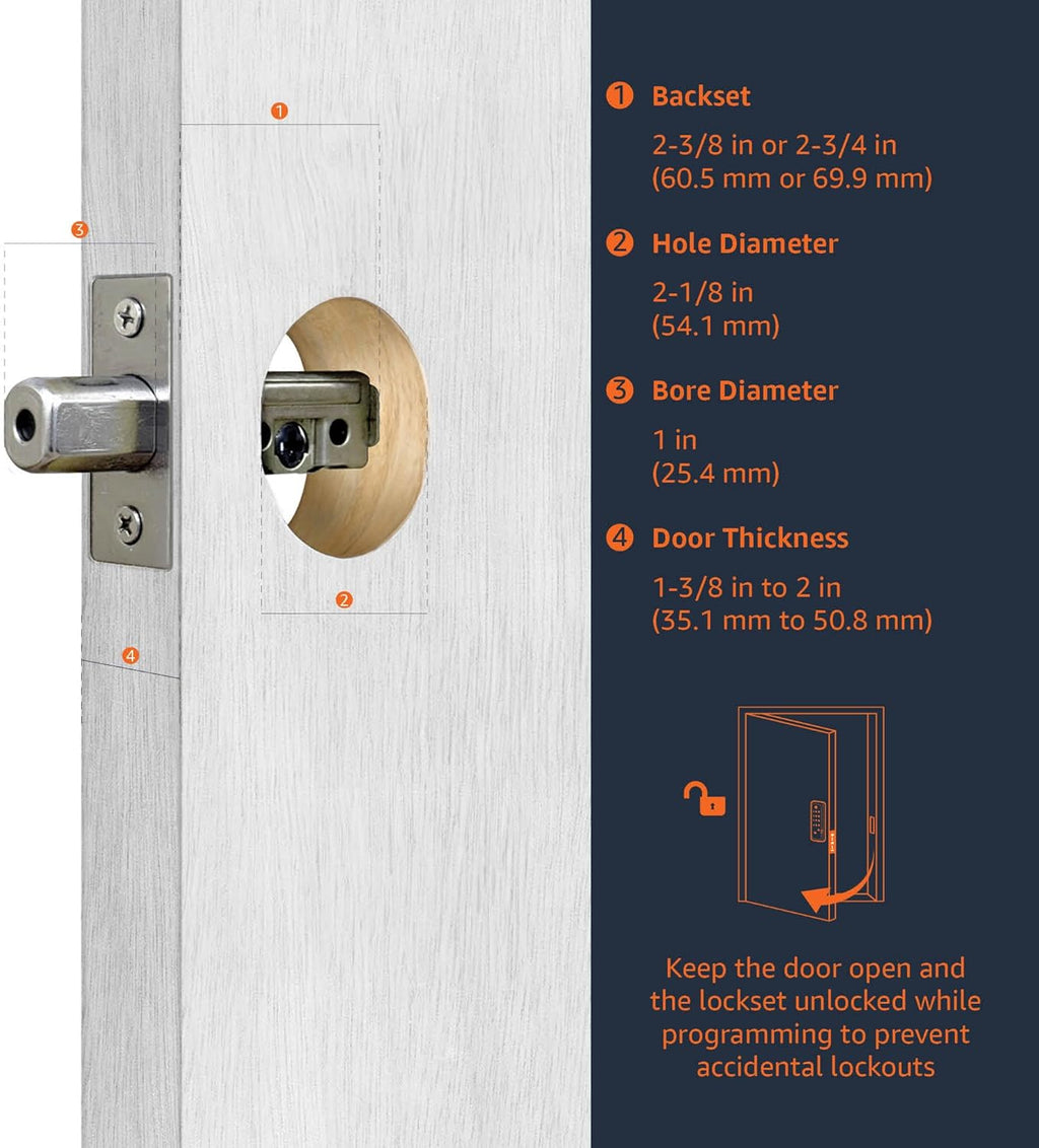 Amazon Basics Contemporary Electronic Keypad, Keyless Entry Door Lock Deadbolt with Handle Set, Key Pad Front Door with Knob, Contemporary Door Locks for Front Door, Door Handle, Matte Black, 1-Pack