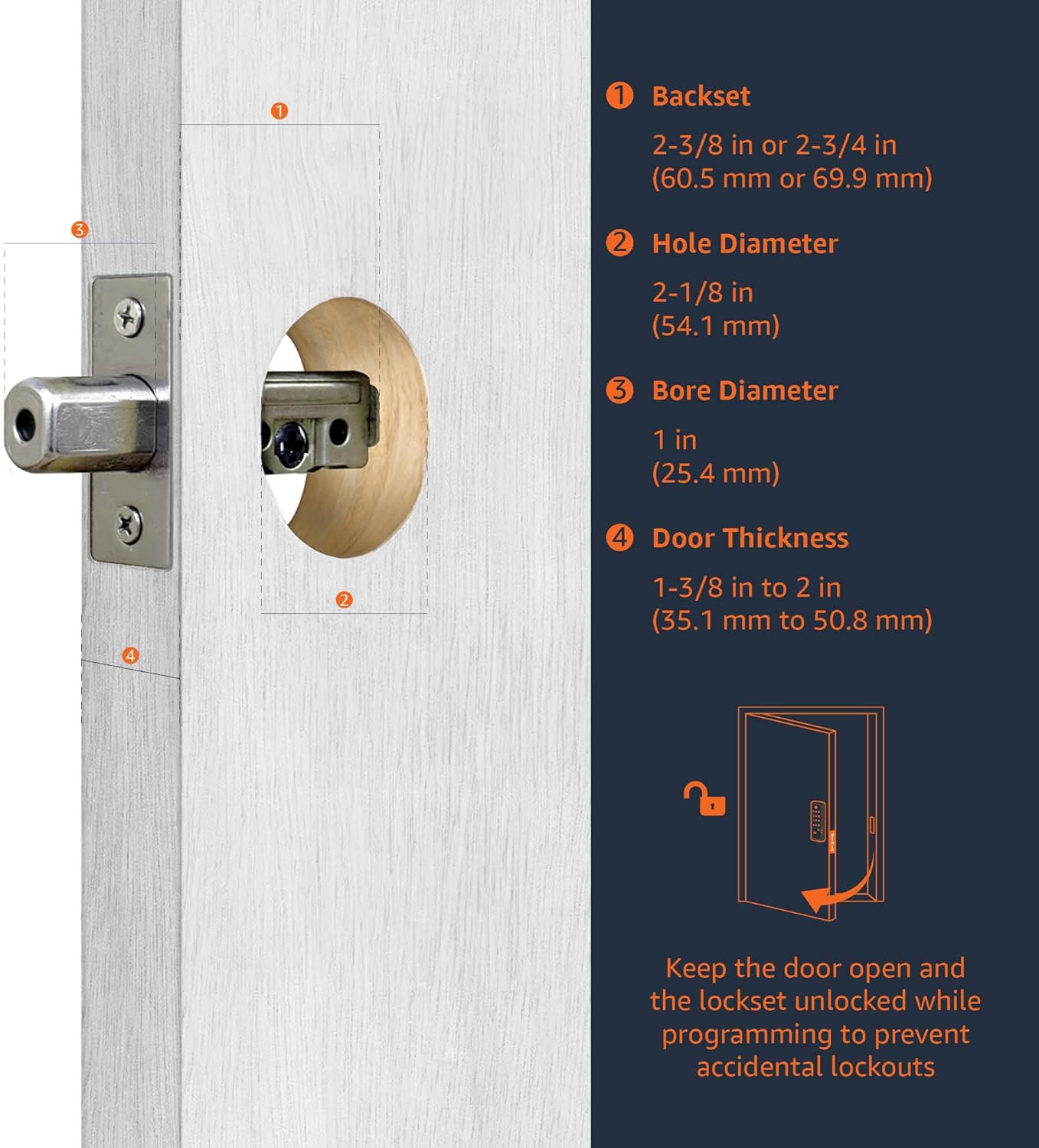Amazon Basics Contemporary Electronic Keypad, Keyless Entry Door Lock Deadbolt with Handle Set, Key Pad Front Door with Knob, Contemporary Door Locks for Front Door, Door Handle, Satin Nickel, 1-Pack