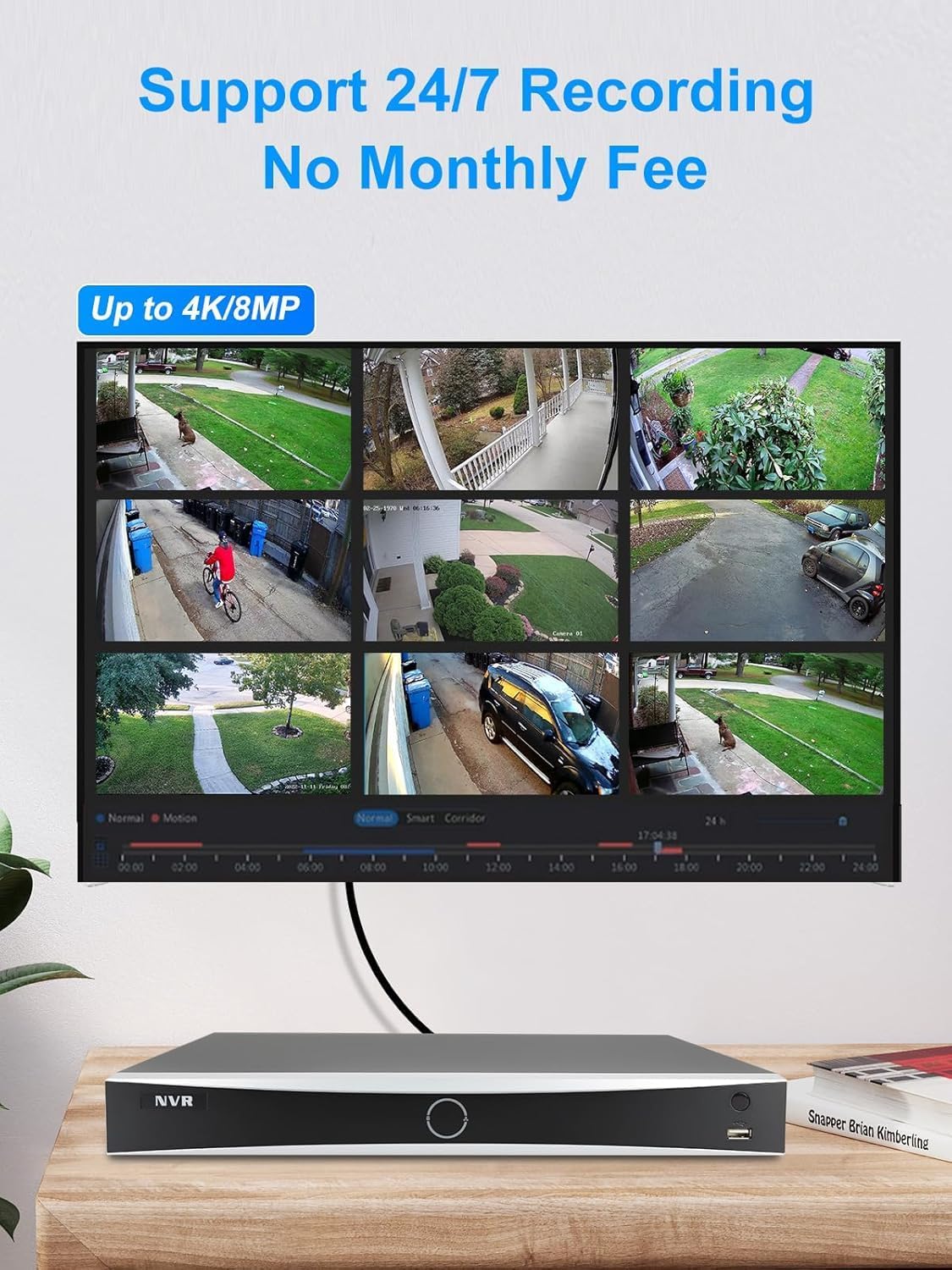 Anpviz 4K 8MP 32 Channel NVR POE Security Systems, 32CH 4K H.265+ NVR with 8TB HDD, 24pcs Smart Dual Light 8MP IP Cameras Outdoor with Audio Business Security System, Wide Angle, 98ft Night Vision