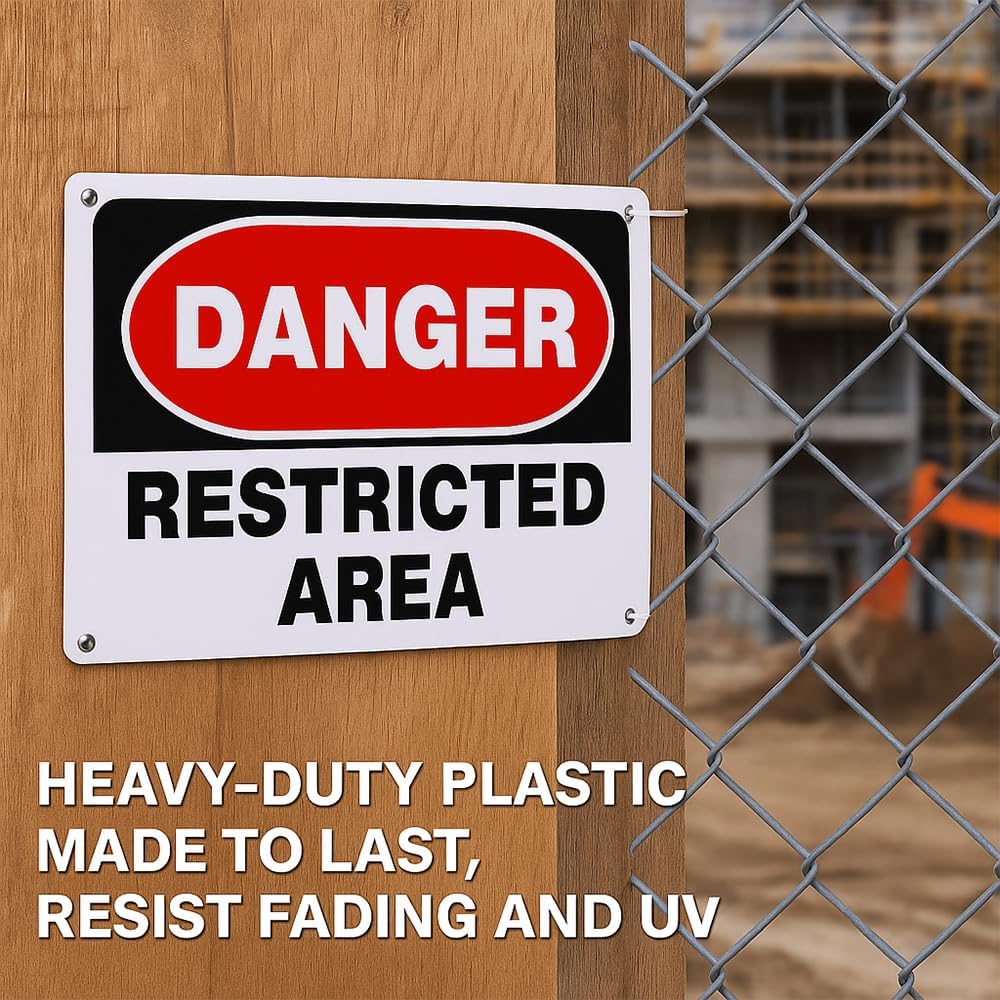 Danger Construction Area Sign Restricted Area Sign Aluminum 14"x10" Uv Ink Printed, Easy to Mount Weather Resistant for Bedroom (4-pack)…