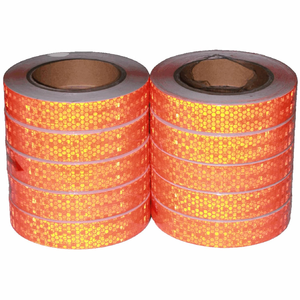 Orange Reflective Tape Outdoor Waterproof 1 inch Wide, High Visibility Industrial Marking Tape, Safety Adhesive Stickers (68 feet,10 Rolls)