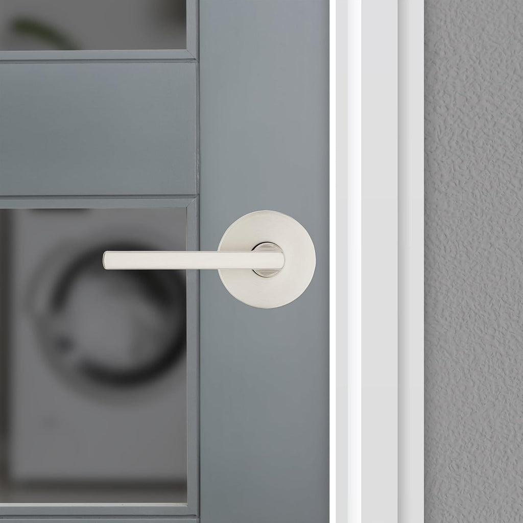 Kwikset Halifax Interior Passage Door Knob, Round Handle for Closet and Hallway Doors, Non-Locking Doorknob in Satin Nickel, with Microban Protection