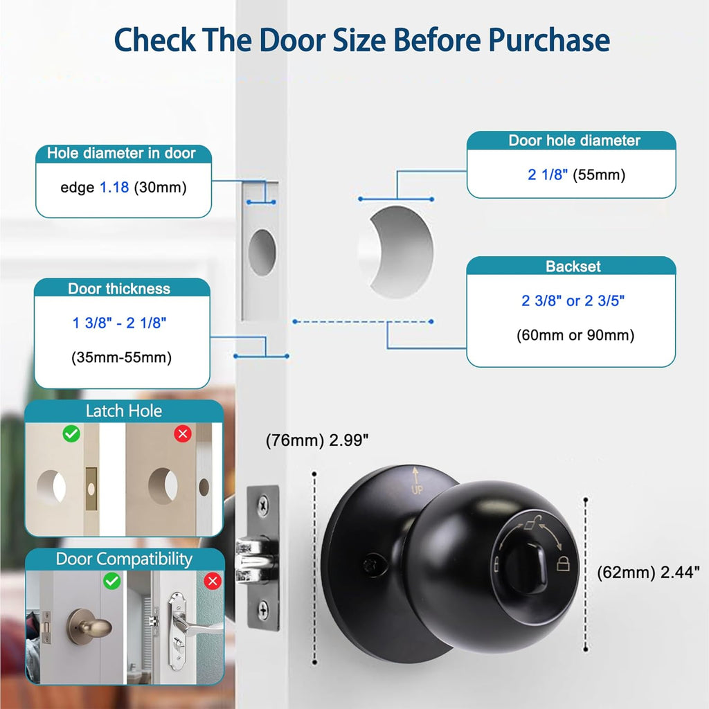 Fingerprint Door Lock, Keyless Entry Smart Door Lock for Bedroom, Home, Apartment Office, App Control (Matte Black)