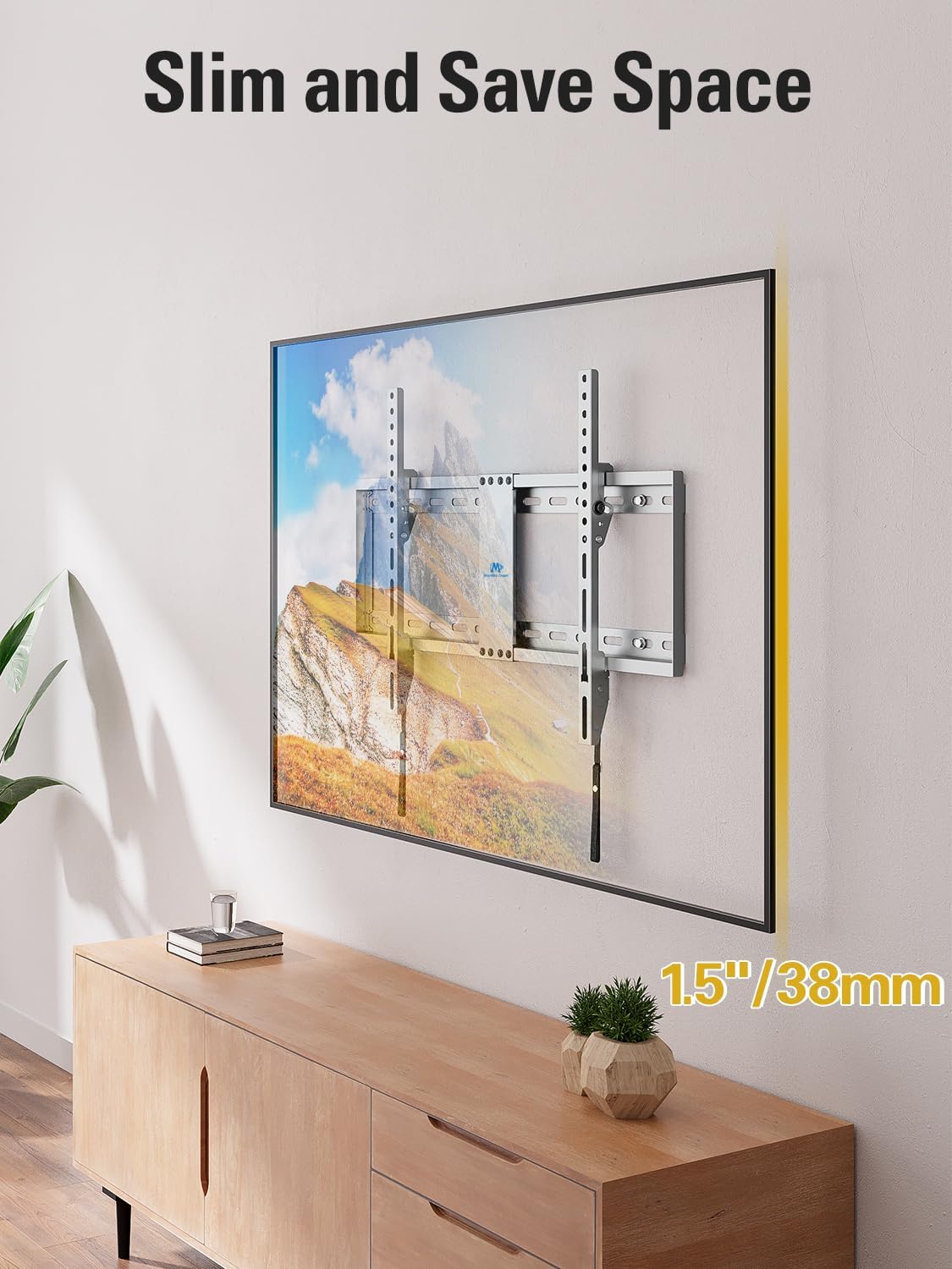 Mounting Dream TV Wall Mount for Most 37-75 Inch Televisions, Universal Tilt TV Mount Fits 16", 18", 24" Studs, Max VESA 600x400mm, 132lbs, Low Profile Flat Wall Mount Bracket, MD2968-LK