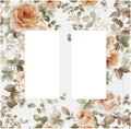 Decorative Outlet Covers Vintage Warm Color Orange Flowers And Leaves 2 Gang Double GFCI Rocker Electrical Wall Panels Light Switch Cover Plate for Bedroom living Room Decor