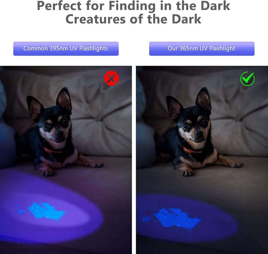 XLENTGEN 365nm High Power Black Mirror UV Light Detection Flashlight, UV Blacklight Light USB Rechargeable, Pet Urine Detector, Resin Curing, Blood Tracking, Appraisal, Fluorescent Detection