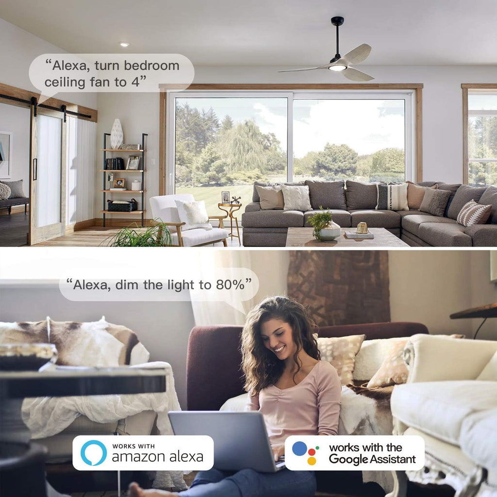TREATLIFE Smart Ceiling Fan Control and Dimmer Light Switch 2Pack, Neutral Wire Needed, 2.4GHz Single Pole Wi-Fi Fan Light Switch Combo Works with Alexa, Google Home and SmartThings, Remote Control