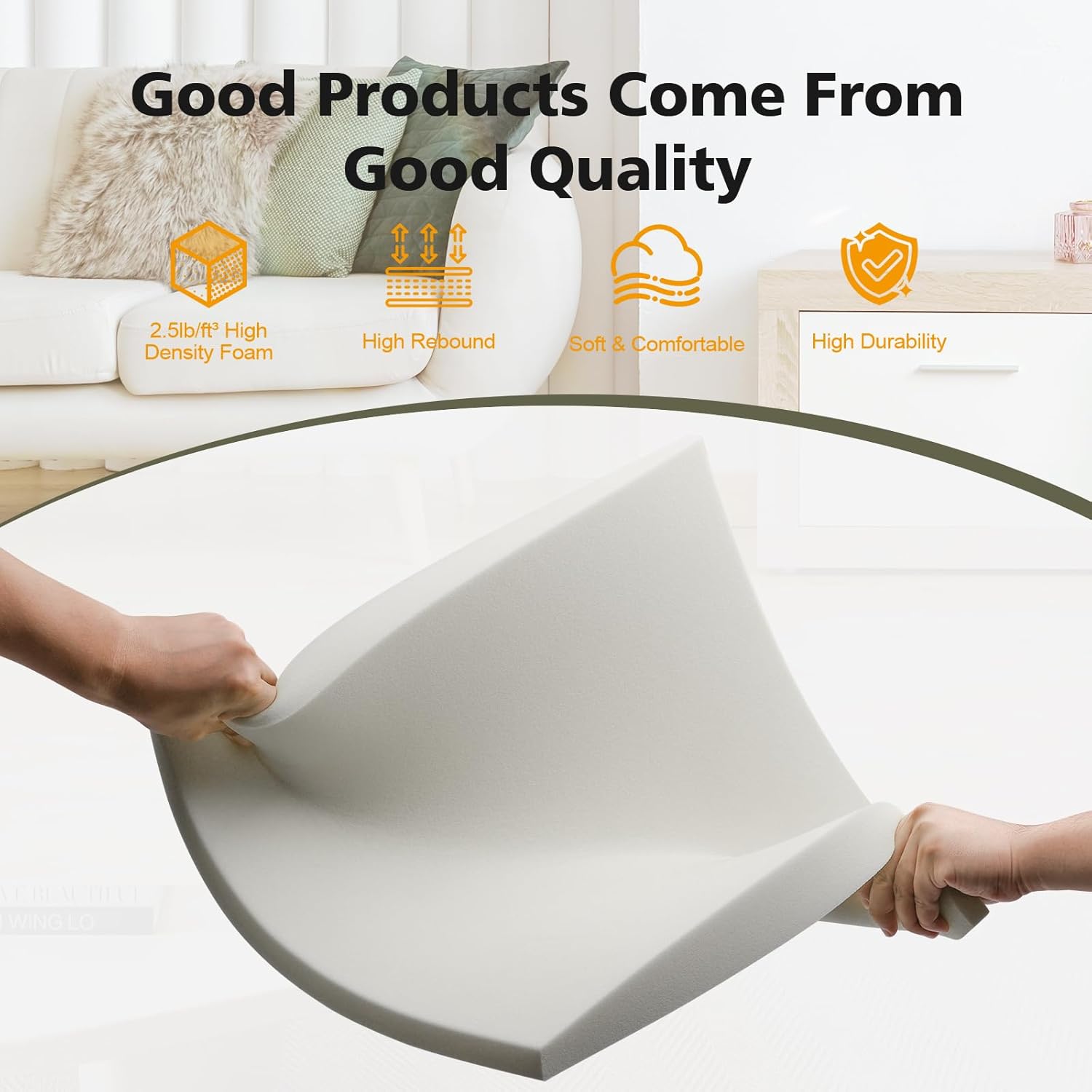 Couch Cushions Support for Sagging Seat 20"X 20"Insert pads Supports Board Sofa Furniture seat Cushion Under Sag Repair, Curved High Density Foam Replacement for Sectional Loveseat Chair Gray Set of 1