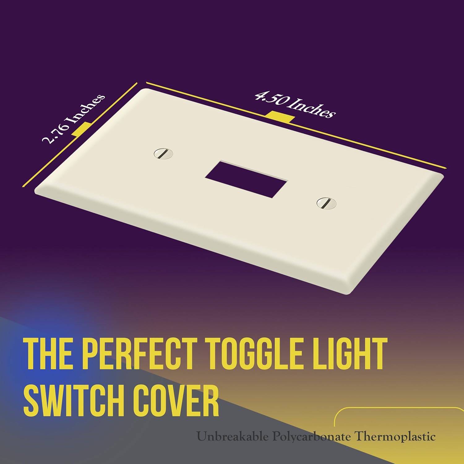 ENERLITES Toggle Light Switch Wall Plate, Standard Size 1-Gang 4.50" x 2.76", Unbreakable Polycarbonate Thermoplastic, UL Listed, 8811-LA-10PCS, Light Almond, 10 pack
