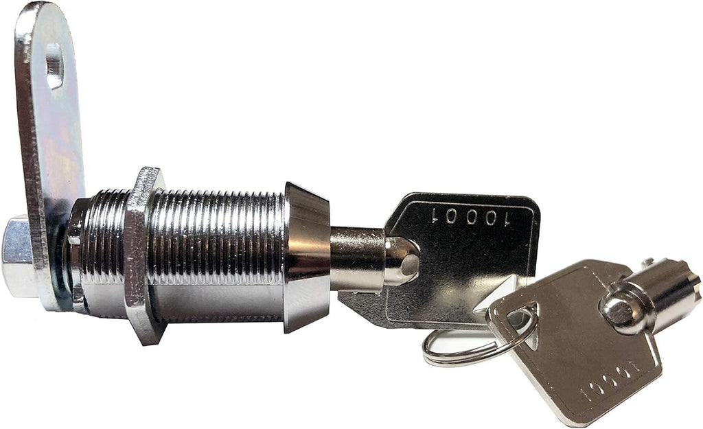 Kingsley Tubular Cam Lock with 1-1/8" Cylinder - Chrome Finish, Keyed Alike - Replacement Lock for RVs, Campers, Cabinets, Tool Boxes, Arcade Machines