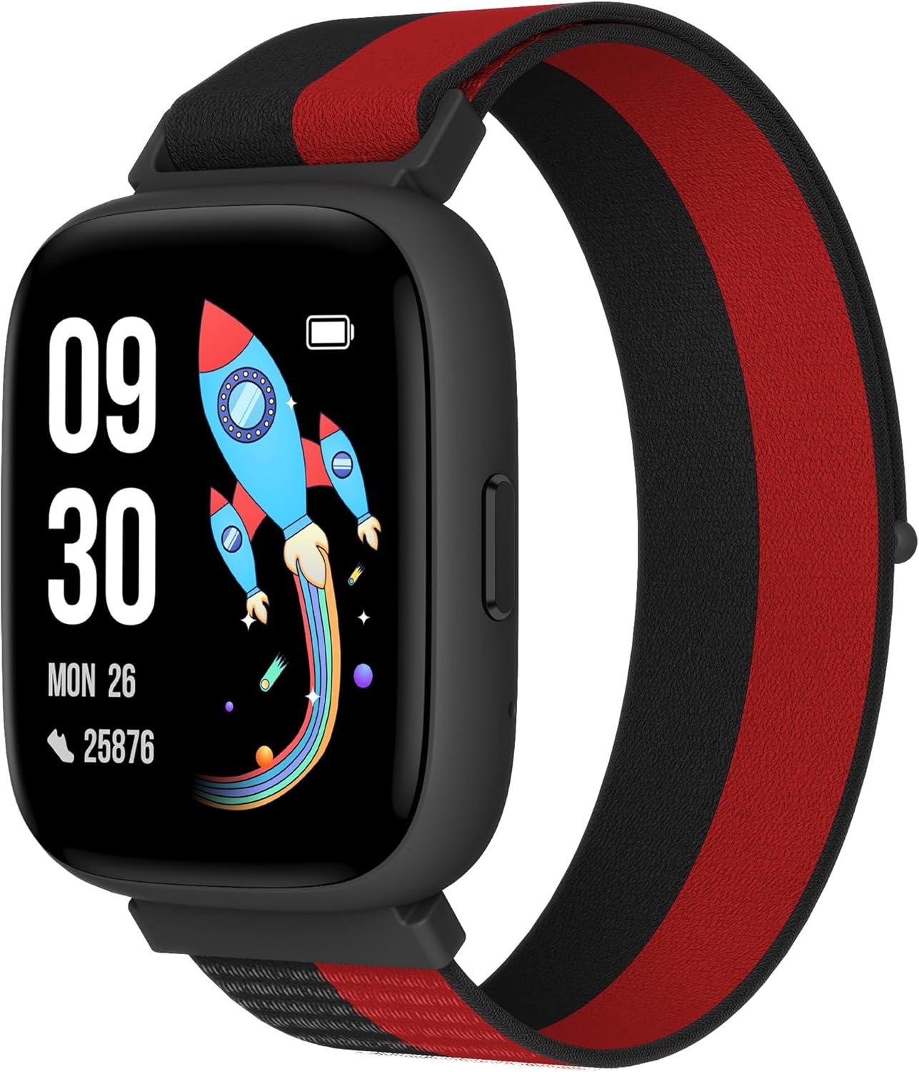 BIGGERFIVE Smart Watch for Kids, 1.8" Fitness Tracker Watch Pedometer, Heart Rate, IP68 Waterproof, Sleep Monitor, Calorie Step Counter, Puzzle Game with/Without APP for Girls Boys Teens 5-16, Nylon
