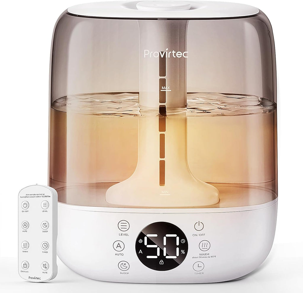 6L Self-Cleaning Humidifier for Large Room, CleanCare Warm & Cool Mist, No-Leak Design & Top Fill, 60 Hour Runtime, Quiet Ultrasonic Auto Mode with Remote Control for Bedroom & Home