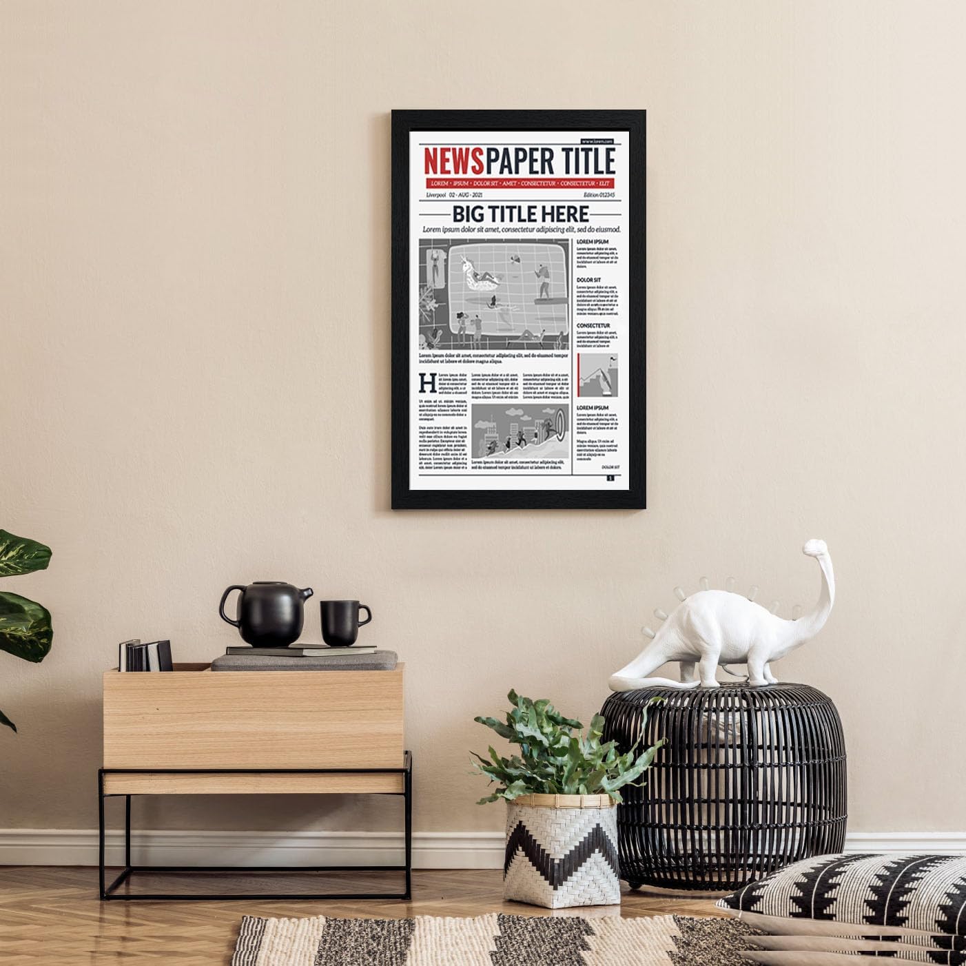 11x22 Picture Frame 3 Pack- Newspaper Frame for Assorted Media and News Articles-11x22 Wooden Frame with Plexiglass,Decorate Home and Office with Large Paintings -Fits Most Standard Newspapers