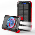 WONGKUO Solar Charger Power Bank - 49800mAh Solar Phone Charger with USB-C in/Output, QC 3.0 Fast Charging with LED Flashlight, Built-in 4 Cables, IP65 Waterproof Fits for Outdoor (Brilliant Red)