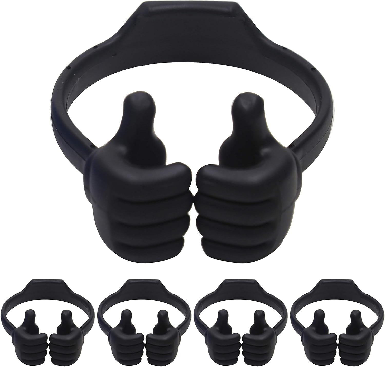 Honsky Cell Phone Tablet Stands (Pack of 5) Thumbs-up Cellphone Holder, Tablet Display Stand, Mobile Smartphone Mount Cradle for Desk Desktop - Universal, Multi-Angle, Cute, Black