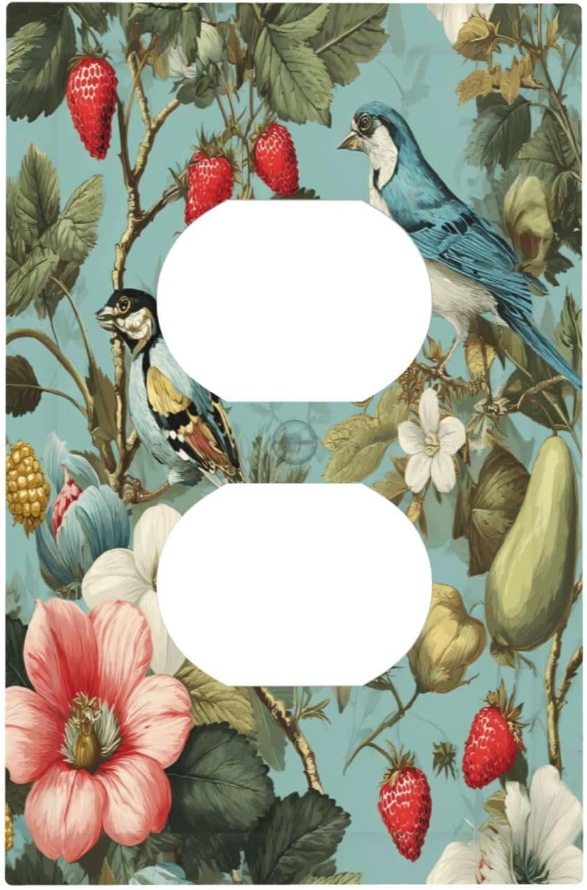 William Morris Flower Duplex Outlet Wall Plate Cover Decorative Light Switch Covers Electrical Faceplate Switch Plates for Bathroom Kitchen Home