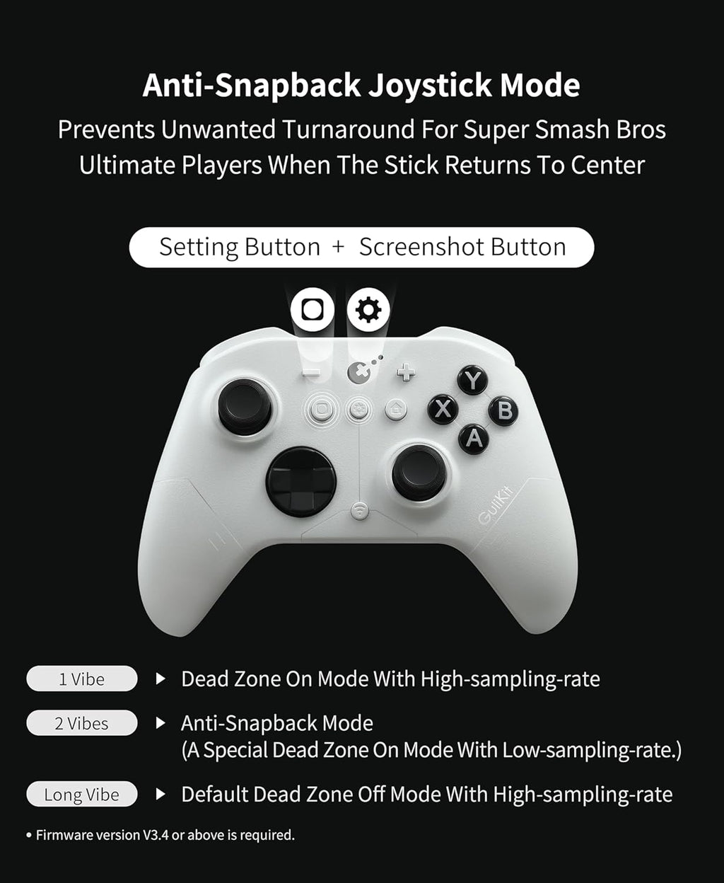 GuliKit ES Fastest Wireless Controller – Hall Anti-Drift&Anti-Snapback Joysticks, Lowest Wireless Latency 3.25ms, Compatible with PC/Switch/Android/Switch 2 Wake-up,30h Battery, Gyro&Turbo for FPS