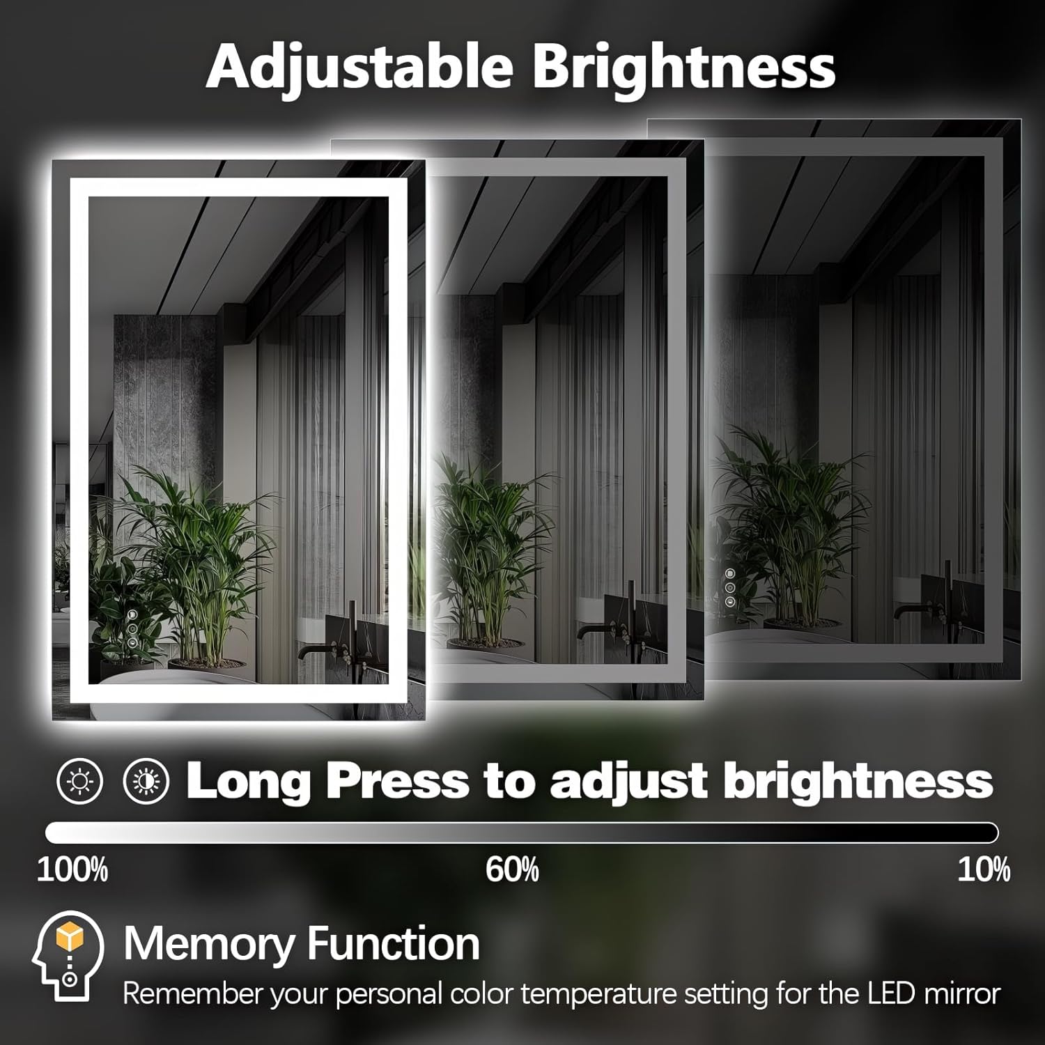 Niccy 36" x 24" LED Bathroom Mirror with Lights, Backlit and Front Lit, Lighted Vanity Mirror for Wall with 3 Colors, Anti-Fog, Shatter-Proof, Memory for Bedroom, Horizontal/Vertical