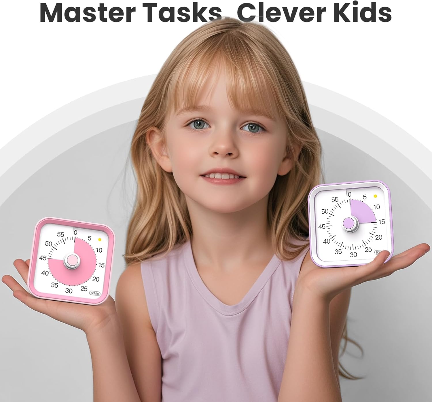 Visual Timer for Kids with Pause Function, 60 Minute Countdown Timer for Kids Desk Study, Teaching, Kitchen Cooking, Office Meetings, Time Management for ADHD (Pink)