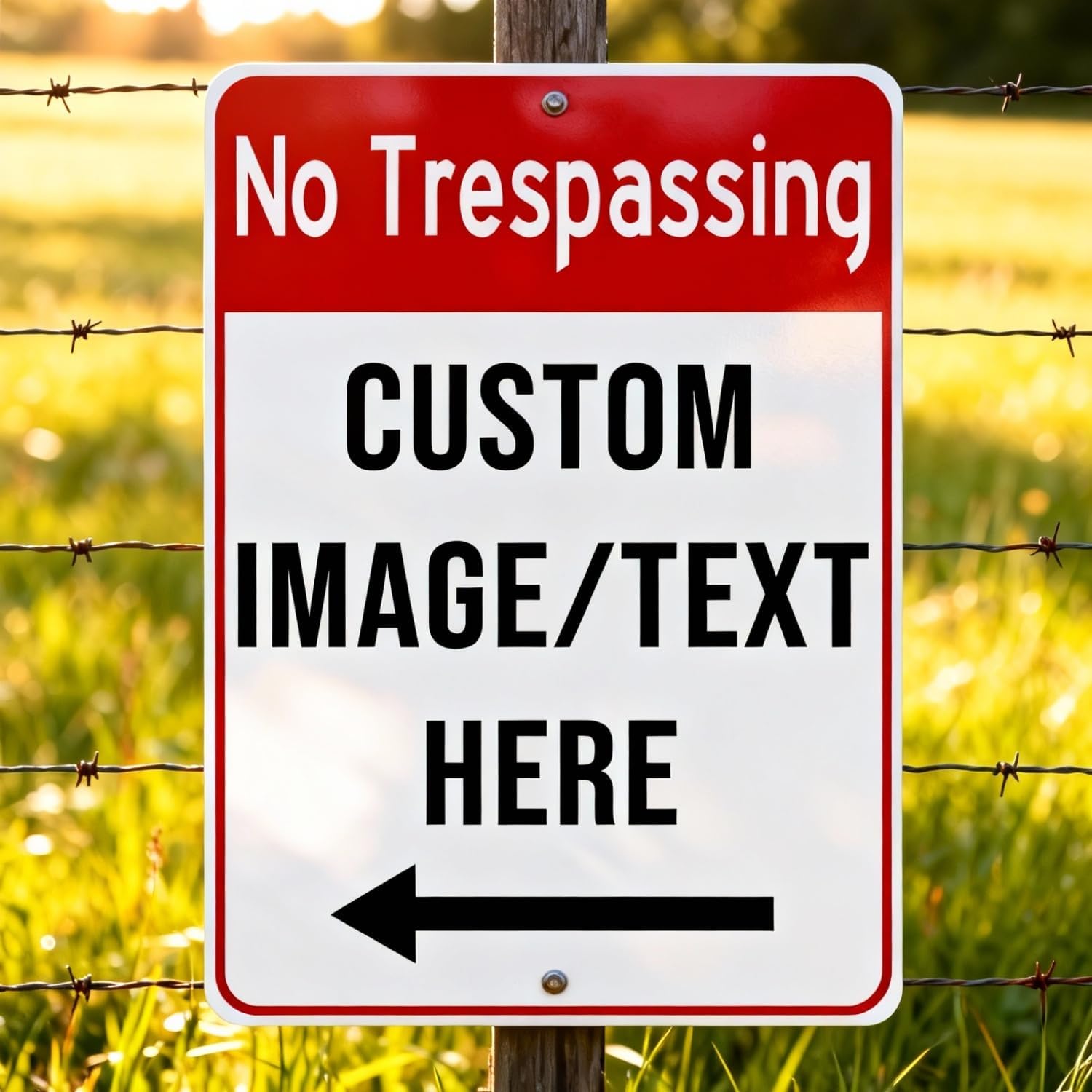Custom No Trespassing Sign – 10x14 Inch Private Property Aluminum Metal Sign, Rust-Free Weatherproof Outdoor Design, Reflective Option, Glow-in-the-Dark, Single/Double Sided
