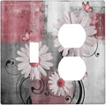 Wallplates Pink Floral Rustic Daisy Flower And Butterfly 1 Toggle 1 Duplex Switch Plate Electrical GFCI Faceplate Decorative Light Switch Covers for Farmhouse Cabin Decor