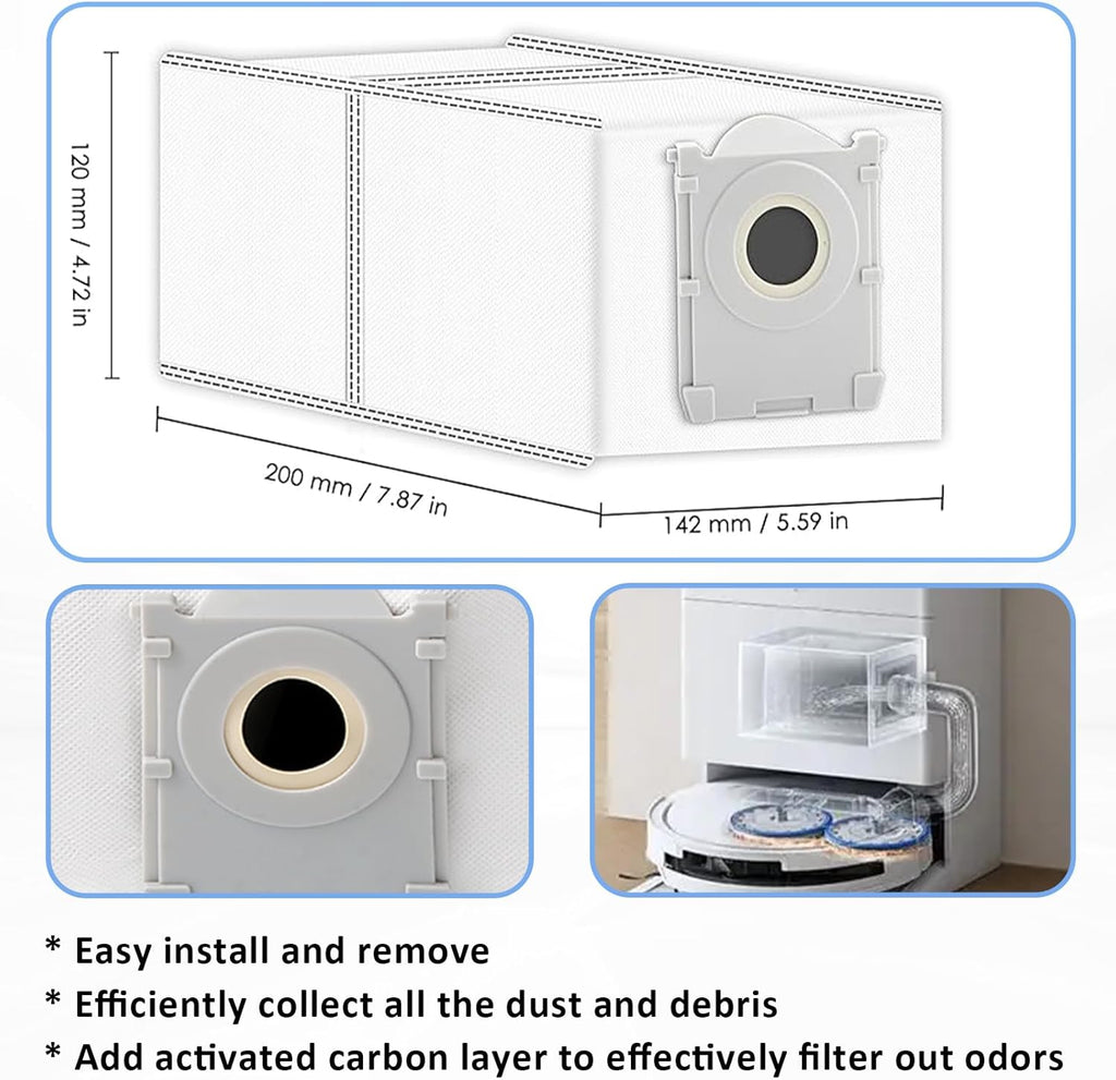 Replacement Parts for ECOVACS DEEBOT T50 Pro Omni/ T50 Omni/ T50 Pro, Accessories including 1 Main Brush, 6 Mop Pads, 4 Dust Bags, 4 HEPA Filters, 4 Side Brushes, 1 Cleaning Tool