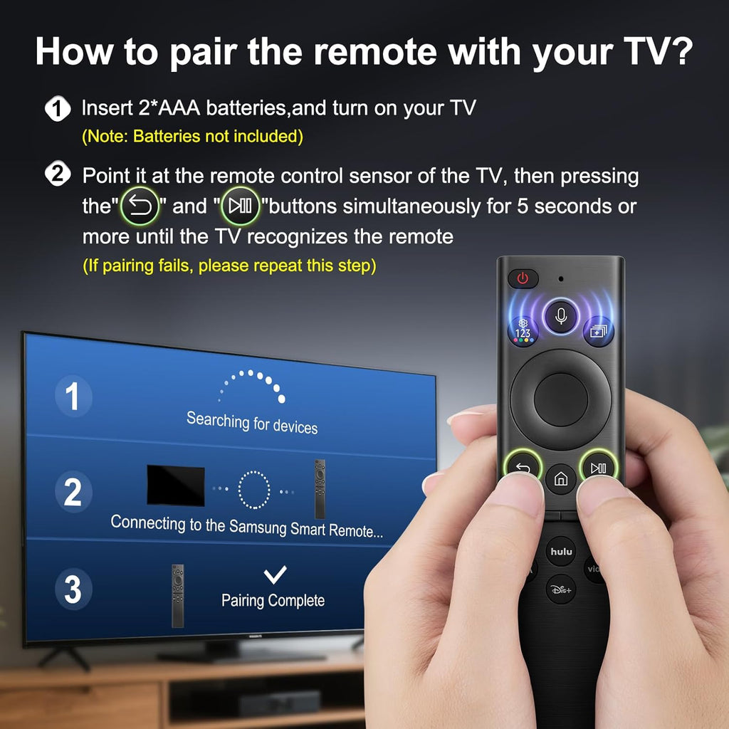 Voice Remote for Samsung-TV-Remote Replacement, Universal for 2019-2024 Samsung Smart TV Remote Control with Voice Control.No Solarcell.2-Year Warranty.