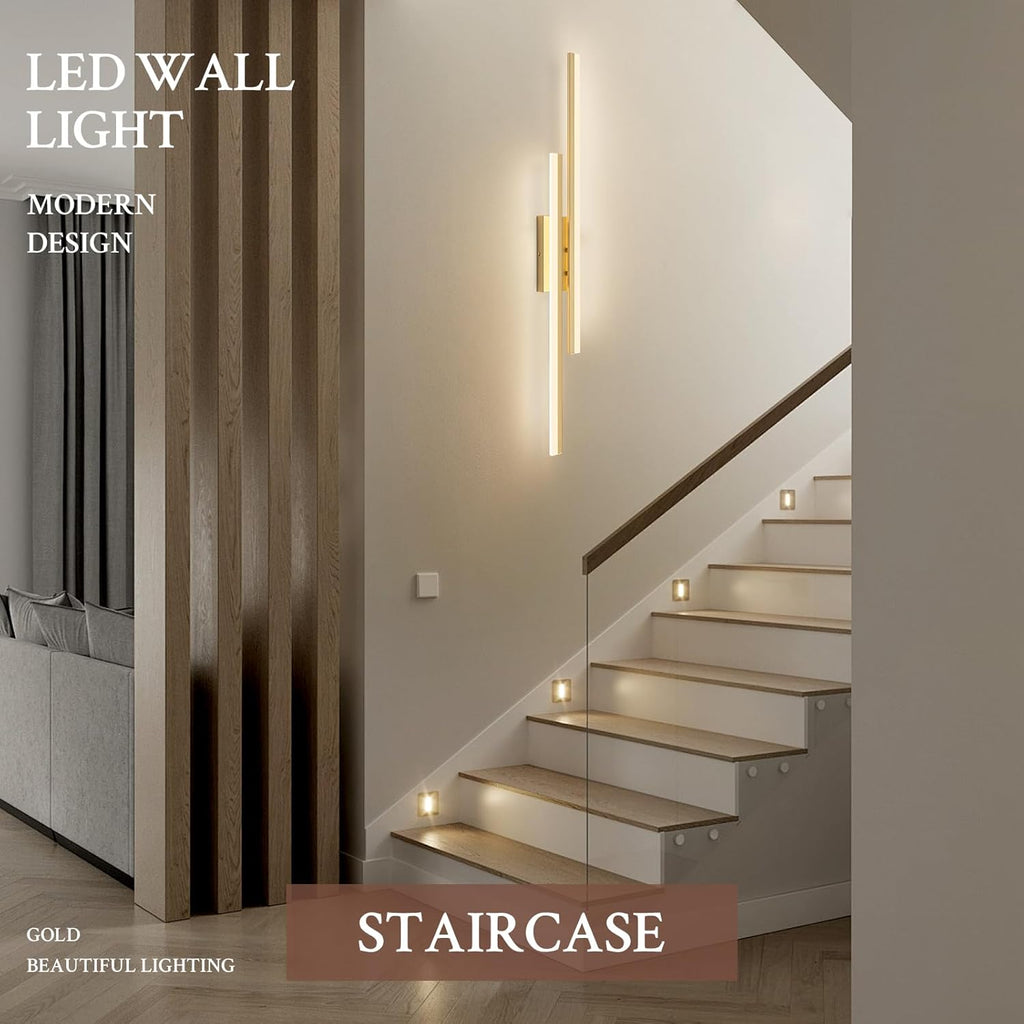 LED Wall Sconce Gold Modern Remote Wall Light Fixtures for Living Room, Dimmable LED Vanity Light Indoor Remote Wall Sconce for Bedside Bedroom Bathroom Dining Room, 39.4inch 1 Pack