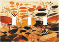 Decorative Switch Plates Boho Warm Colorful Plant Leaves 3 Gang Wall Plate Faceplate Triple Toggle Light Switch Cover Electrical Wall Panels for Bedroom living Room Decor