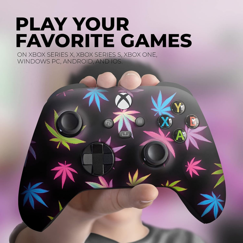 DreamController Neon Weed Custom X-box Controller Wireless compatible with X-box One/Series X/S Proudly Customized in USA with Permanent HYDRO-DIP Printing (NOT JUST A SKIN)