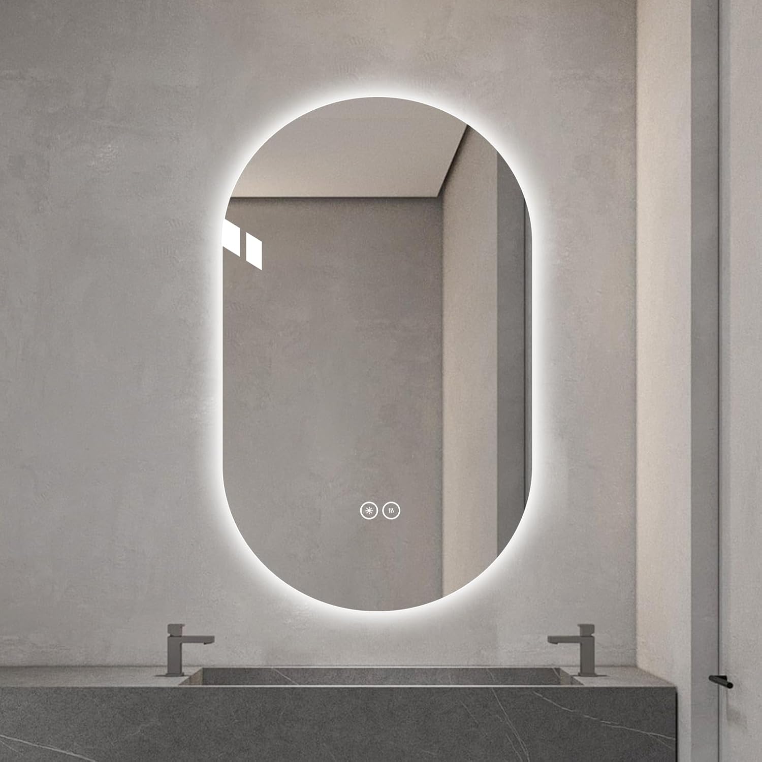 LAIYA 24V Full-Power Oval LED Bathroom Vanity Mirror, 40X24inch Frameless Backlit Mirror with Light, Smart Anti-Fog Waterproof Mirror with Memory Function Dimmable Lighted Mirror