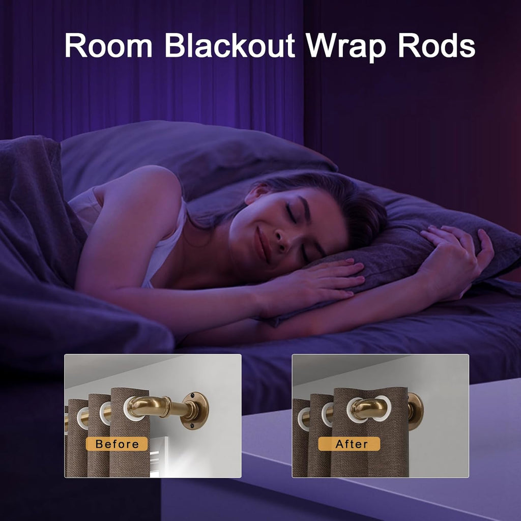 Industrial Curtain Rods 18 to 45 in,Blackout Curtain Rod,Adjustable Length,1 in Diameter Pipe,Wall or Ceiling Mounted,for Bedroom and Living Room (Coffee Gold 18” to 45”)