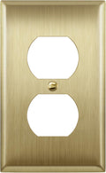 ENERLITES Duplex Receptacle Metal Wall Plate, Outlet Cover, Corrosion Resistant, Size 1-Gang 4.50" x 2.76", Stainless Steel 201, 7721-BB, Brushed Brass, Gold, Standard