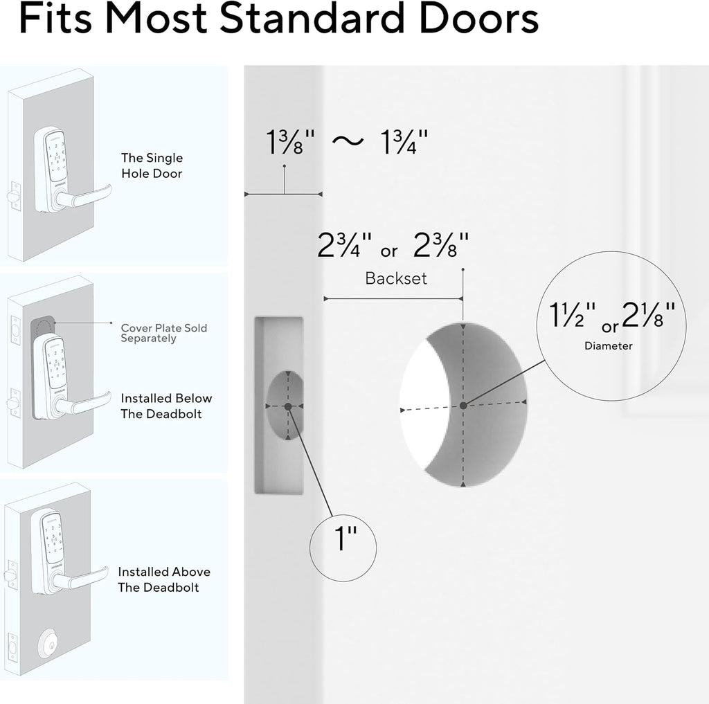 ULTRALOQ Latch 5 World's First Built-in WiFi Smart Lock with NFC, 5-in-1 Keyless Entry with App Control, Smart Door Handle Lock with Touch Digital Keypad, Satin Nickel